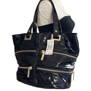 Michael Kors Black Leather Large Zipper Tote Women's Purse Dust Bag